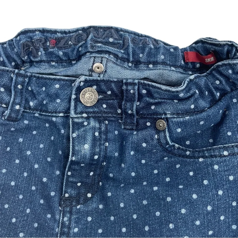 Arizona Jeans Polka Dot Denim Jean Skirt Size 10 Reg